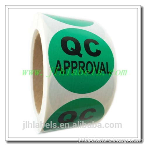 "QCAPPROVAL"Sticker Label,fluorescent color ,2" circle diameter ,500 labels/roll